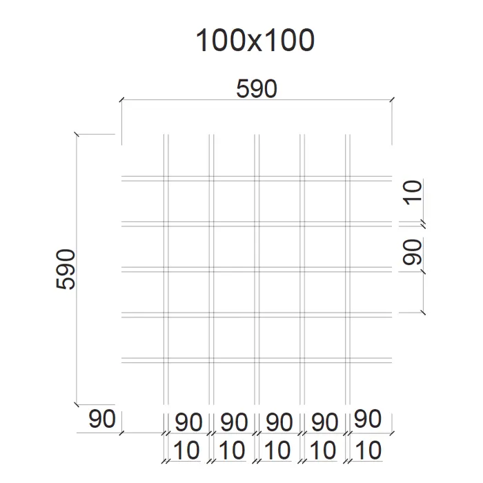 Грильято 100х100 H-40 металлик матовый