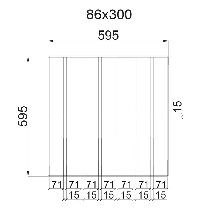 Подвесной металические потолок Грильято GL15 Жалюзи ячейкой 86x300мм
