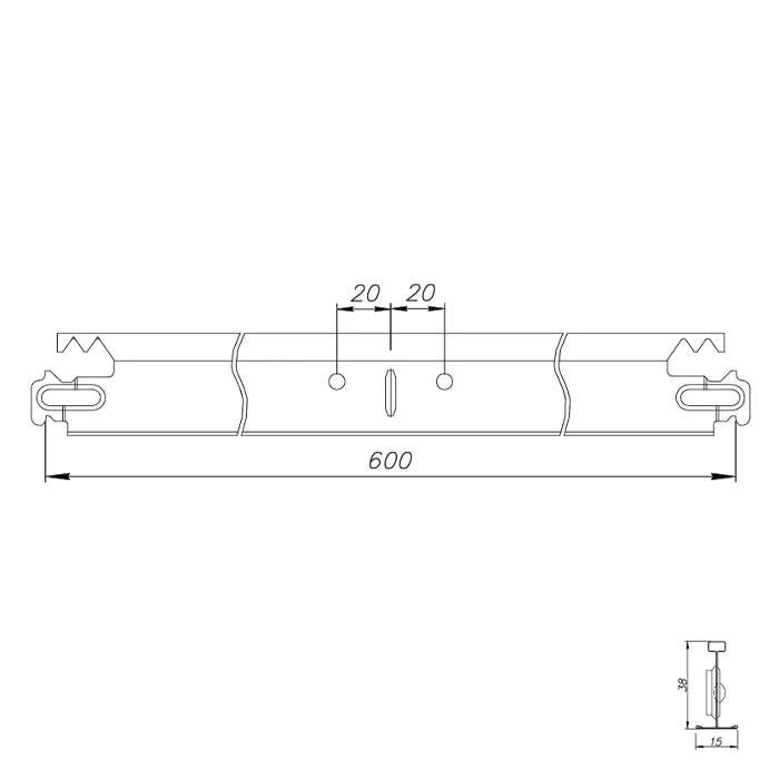 Подвесная система Албес Т 15/38 GL15 белый L=600 мм