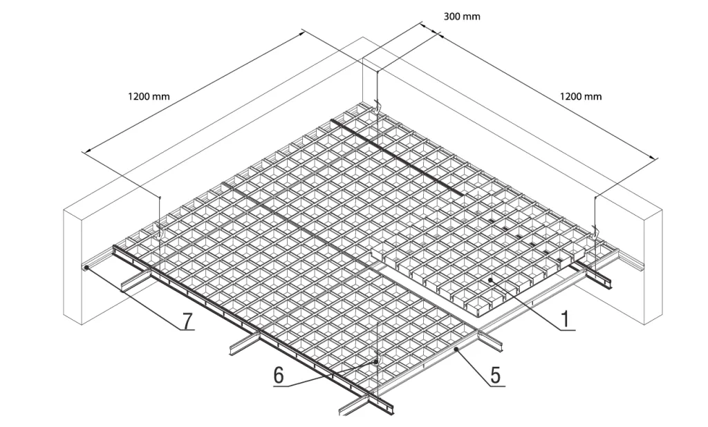 Схема монтажа потолка Грильято GL-15